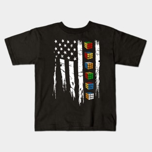 American Rubiks Cube Flag Kids T-Shirt